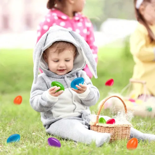 Miniatura 7 de JOICEE 24 huevos de Pascua rellenos de dinosaurio, juguetes esponjosos Kawaii Mochi Squishies para aliviar el estrés, huevos de Pascua de plástico