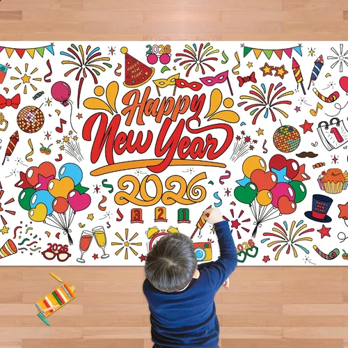 Miniatura 18 de OHOME Póster/mantel gigante de Navidad para colorear, manualidades de Navidad para niños, 30 x 72 pulgadas, pancarta de papel gigante para colorear