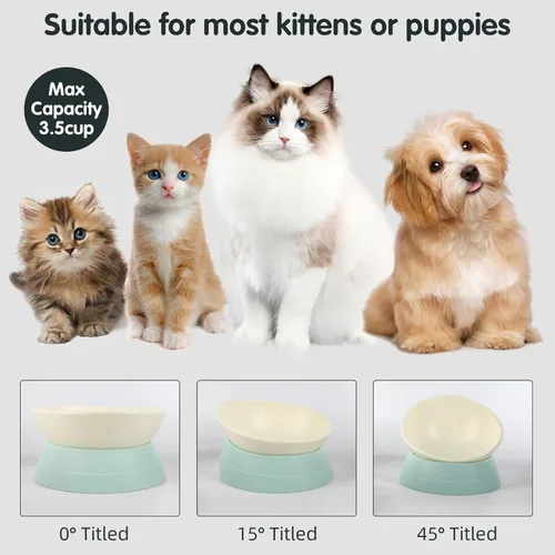 Miniatura 3 de Tazón Bulldog Antideslizante para Perros y Gatos Detachable de Goma Tazón para Perros Desechable Inclinado Comedero para Mascotas con Base Inclinada