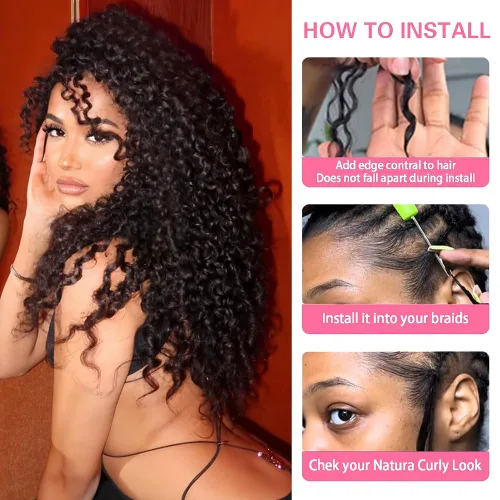 Miniatura 8 de Extensiones de cabello humano de ganchillo con plumas, 16 pulgadas, 2.12 oz, afro, rizado, sin nudos, previamente separados, invisibles, extensiones