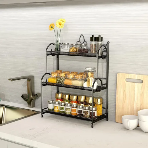 Miniatura 3 de YIUKEA Organizador de baño para encimera, organizador de especias de 3 niveles, organización de mostrador y almacenamiento para baño, cocina