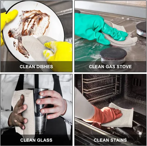 Miniatura 5 de Nialnant Paquete de 6 paños de cocina, suaves y absorbentes, de secado rápido, para secar platos, trapos de limpieza, 12 x 12 pulgadas Multicolor