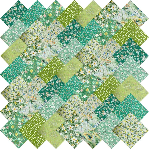 Miniatura 10 de 5" x 5" 50 PIEZAS 100% Algodón Paquetes de Tela Floral Cuadrada para Acolchado, Suministros para Costura DIY y Principiantes en Acolchado_Azul