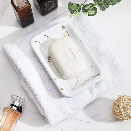 Miniatura 5 de Shinowa Jabonera de cerámica, soporte doble para jabón con drenaje, jabonera autodrenante de porcelana, soporte para jabón en barra para ducha