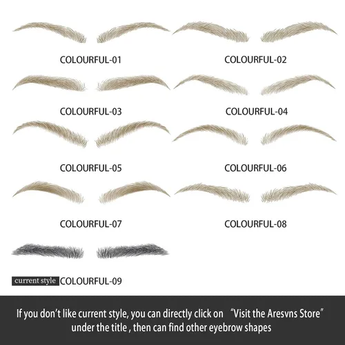 Miniatura 6 de Aresvns Tatuaje de cejas para hombres. Cejas falsas realistas, 88 pares de calcomanías de transferencia de cejas de imitación 4D, tamaños adecuados