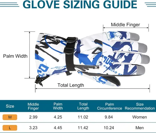 Miniatura 6 de American Trends Guantes de esquí para hombres y mujeres, impermeables, guantes de esquí para nieve para invierno y snowboard