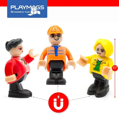 Miniatura 5 de Playmags Figuras Magnéticas Conjunto Comunitario de 15 Piezas – Personas de Juego Perfectas para Bloques de Construcción de Baldosas Magnéticas