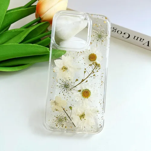 Miniatura 2 de LSEEKA Funda transparente para iPhone 11 con diseño de flores prensadas reales, linda y brillante, patrón floral rosa, funda protectora delgada