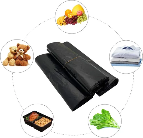 Miniatura 7 de LazyMe Bolsas para camisetas, bolsas de plástico negras con asas para comestibles y compras al por menor, bolsas de plástico para negocio, 12 x 20