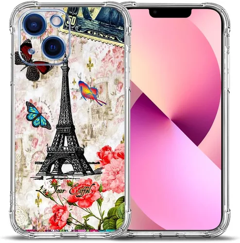 Miniatura 27 de Funda para iPhone 13 Pro Max, protección contra caídas de flores de mariposa azul, rosa, a prueba de golpes, carcasa protectora de cuerpo completo
