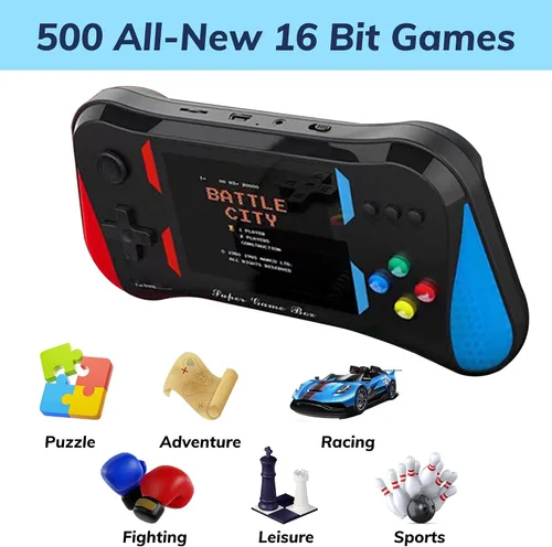 Miniatura 6 de Juego de mano para niños, 500 videojuegos retro precargados, reproductor de videojuegos de TV portátil, batería recargable de 3.5 pulgadas, pantalla