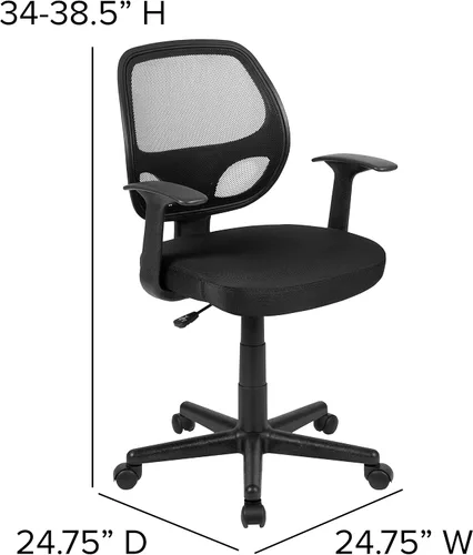 Miniatura 3 de Flash Furniture Flash Fundamentals Silla de oficina ergonómica giratoria de malla negra con brazos Negro