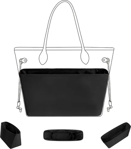 DGAZ Organizador de bolso para bolsas LV Neverfull MiniPMMMGM, organizador de bolsas de seda, bolso de lujo y moldeador de bolsas (GM, negro)