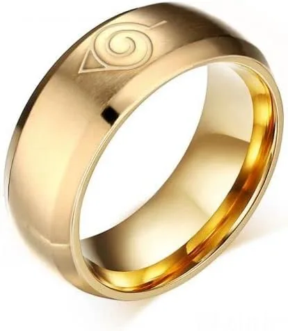 Anillos de anime para niños y niñas, accesorios de cosplay unisex de acero inoxidable tamaño 7-11 con 4 variaciones de color azul, negro, dorado,