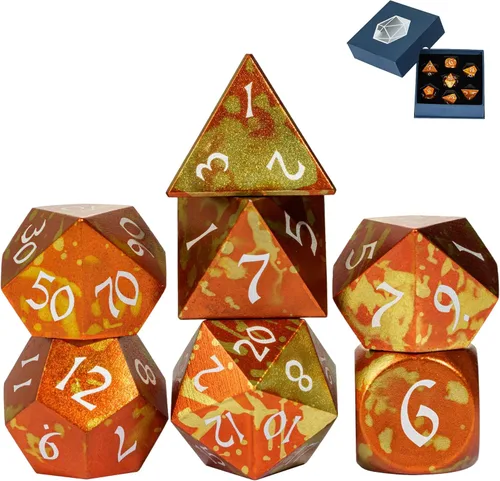 Miniatura 33 de UDIXI Juego de dados de metal de 7 troqueles, juego de dados poliédricos DND para juegos de rol y otros juegos de mesa (cobre antiguo)