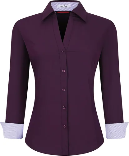 Miniatura 14 de Alex Vando - Blusa de botones para mujer, sin arrugas, manga larga, casual, para el trabajo