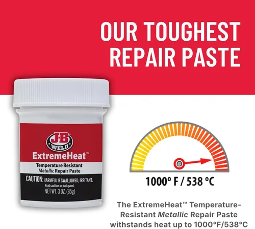 Miniatura 3 de J-B Weld 37901 ExtremeHeat - Pasta metálica resistente a altas temperaturas, 3 oz