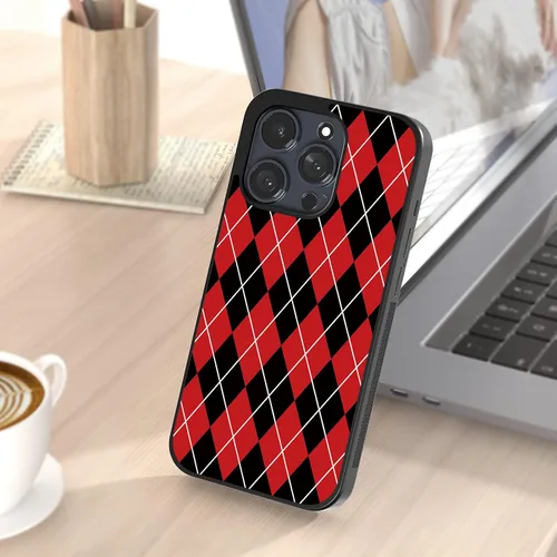 Miniatura 8 de Fundas para iPhone 7/8/Plus/X/Xs/Xr/11/12/13/14/15/16/17/Pro/Max/Plus/Air/Mini (negro y rojo)