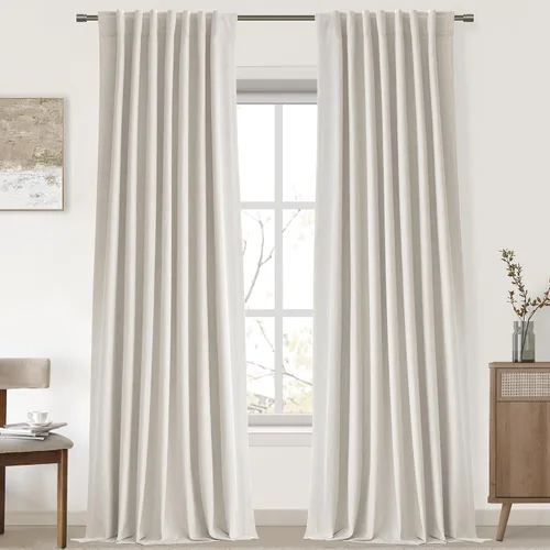 Miniatura 23 de UHITECH Cortinas cortas de lino de 24 pulgadas de largo para ventanas pequeñas de granja, cortinas opacas modernas para sala de estar, pestañas