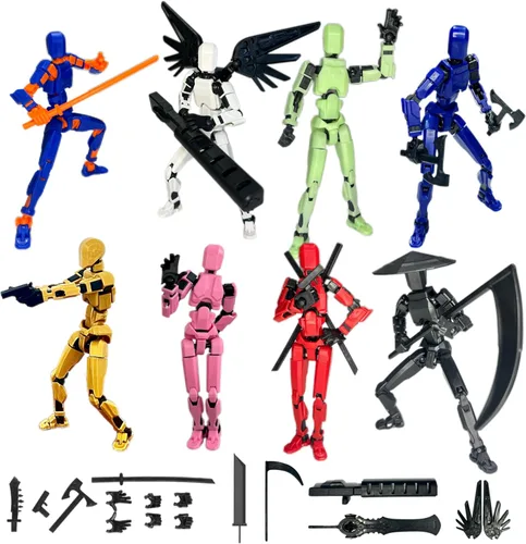 Miniatura 10 de Juego de 4 figuras de acción Dummy13 (ensamblaje completado), figura de acción impresa en 3D, regalo de juguete para niños, muñeco 13, robot 13, 4