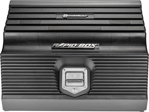 Miniatura 8 de Powerbuilt Caja de herramientas portátil inclinada frontal de 26 pulgadas, portaherramientas escalonadas, acero de calibre 16, herrajes cromados