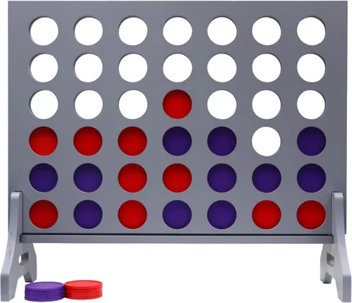 Miniatura 45 de Juego gigante 4 en una fila para familia y adultos – Tailgating Pros Jumbo de madera gris cuatro en una fila juego de patio para interiores