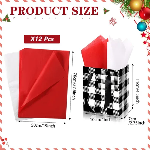 Tenare 12 bolsas de regalo pequeñas, mini bolsas de papel a granel pequeñas con asa de papel para envolver regalos, suministros de Navidad, fiestas