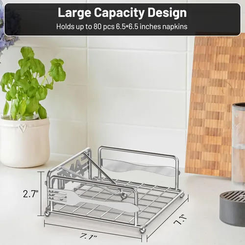 Miniatura 6 de Servilletero para mesa, dispensador de servilletas plano con brazo con peso, soporte cuadrado para servilletas de cóctel de elegante hierro rústico