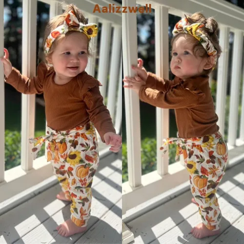 Miniatura 45 de Aalizzwell Conjunto de mameluco acanalado para bebé recién nacido prematuro para otoño e invierno