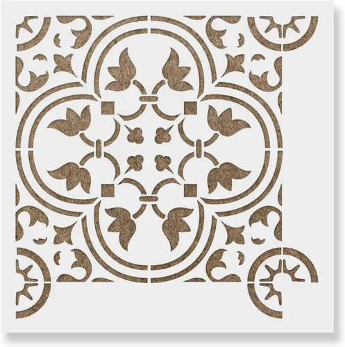 Rosario Tile Stencil - Plantilla de linóleo, plantillas de baldosas, plantillas de azulejos, chimenea de plantilla, plantilla de cocina