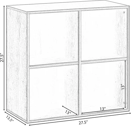 Miniatura 3 de Basicwise Estantería de madera moderna para almacenamiento de juguetes, 4 cubos, organizador cuadrado, color blanco