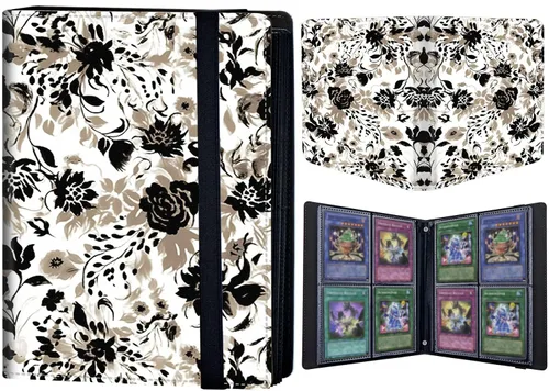 Miniatura 34 de Carpeta de tarjetas coleccionables de 4 bolsillos para 400 tarjetas, libro con banda elástica que se adapta a la mayoría de tarjetas de tamaño Flor
