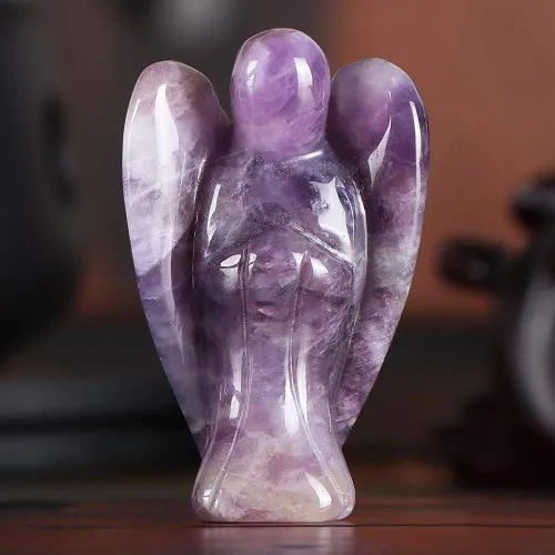 Miniatura 7 de Artistone Ángel de amatista de 2 pulgadas, ángel curativo de cristal tallado a mano, estatua de ángel guardián de bolsillo con caja de regalo