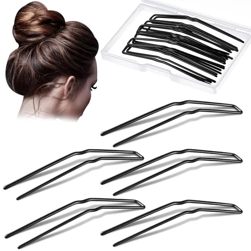 Miniatura 11 de Waydress 36 piezas de horquillas en forma de U para moños de ballet, horquillas de estilo U de metal para peinados, horquillas para moños y Marrón