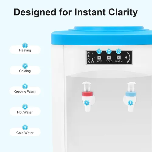 Miniatura 5 de mignonnememe Dispensador de enfriador de agua con carga superior, dispensador de agua fría y caliente, enfriador de agua para encimera, capacidad