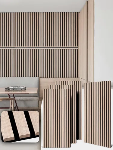 Miniatura 11 de Mollywell Paneles de madera para pared, instalación que ahorra tiempo, decoración de pared de listones de madera versátil, diseño acanalado mejorado