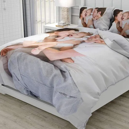 Miniatura 3 de guf Juego de ropa de cama personalizada con foto y fundas de almohada, juego de edredón de 3 piezas, sábanas personalizadas, para la familia, regalo