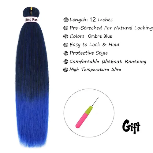 Miniatura 2 de Liang Dian Cabello estirado para hacer trenzas, de 12 pulgadas, 8 paquetes, para sellar en agua caliente, cabello sintético para hacer trenzas