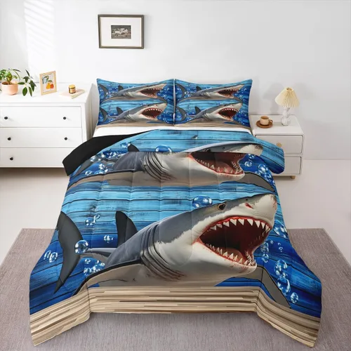 Miniatura 23 de Erosebridal Juego de ropa de cama de oso polar, tamaño individual, juego de edredón de oso blanco con patrón de animales, edredón de microfibra Oso