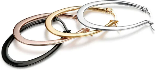 Miniatura 4 de Jstyle 4 Pairs a Set Stainless Steel Teardrop Hoop Earrings for Womens