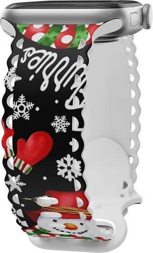 Miniatura 19 de Compatible con Apple Watch de 41mm 40mm 38mm 49mm 45mm 44mm 42mm para mujeres, correas deportivas de encaje huecas de silicona suave con estampado