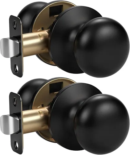 Miniatura 57 de KNOBWELL Paquete de 8 pomos de puerta de privacidad para baño y dormitorio, pomo de puerta negro mate con cerradura, cerradura de manija de puerta