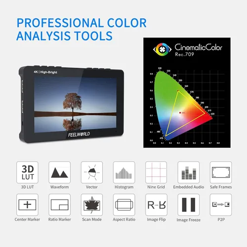 Miniatura 5 de FEELWORLD 5.5 pulgadas 1600nit cámara monitor de campo ultra brillante 4K HDMI monitor de vídeo pantalla táctil DSLR monitor F970 instalación