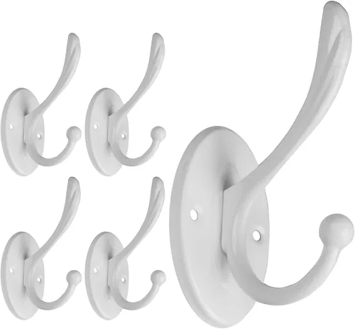 Miniatura 9 de 5 ganchos negros para abrigos montados en la pared, ganchos de pared negros mate con tornillos, ganchos de metal negro mate para toallas para baños