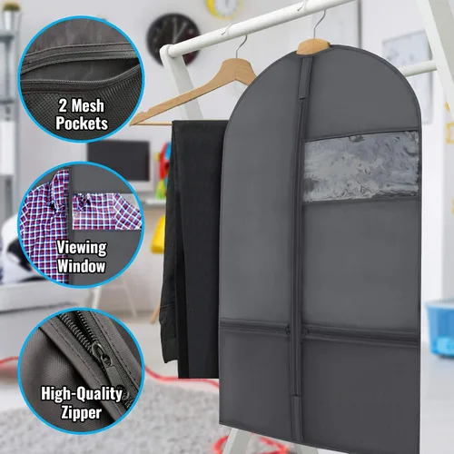 Miniatura 2 de Plixio Bolsas de ropa para niños de 36 pulgadas para disfraces de baile, ropa colgante para niños, uniforme, trajes, organizador de vestimenta