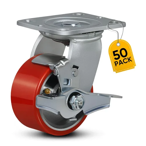 Miniatura 44 de Ruedas industriales de 4 x 2 pulgadas, ruedas resistentes, ruedas de poliuretano, capacidad de hasta 3200 libras. Uso para camión de plataforma