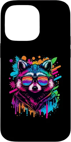 Miniatura 21 de Rainbow Raccoon Sunglasses Vaporwave Synthwave Retrowave Case for iPhone 17 Pro