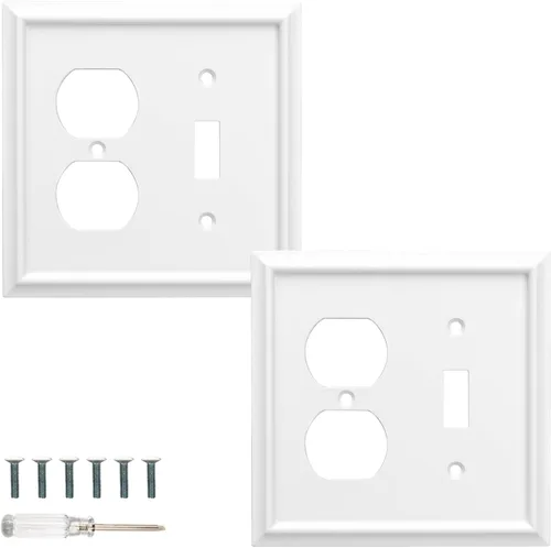 Miniatura 9 de Cubiertas para Tomacorrientes Dúplex de Pared, Cubierta Clásica para Interruptor de Luz Blanco – Placa de Cubierta de Tomacorriente Eléctrico