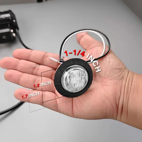 Miniatura 3 de TMH Luces marcadoras laterales redondas de 1-1/4 pulgadas, 6 luces LED de bala blanca, luces marcadoras LED de remolque, montaje en superficie