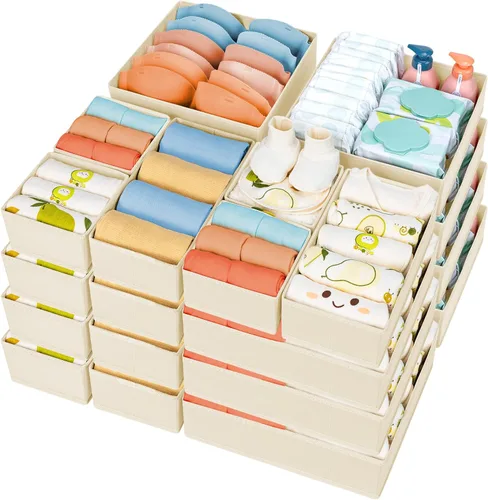 Miniatura 9 de DIMJ Organizador de cajones para ropa, paquete de 6 unidades, organizadores plegables para bebé, organizador de almacenamiento y cómoda